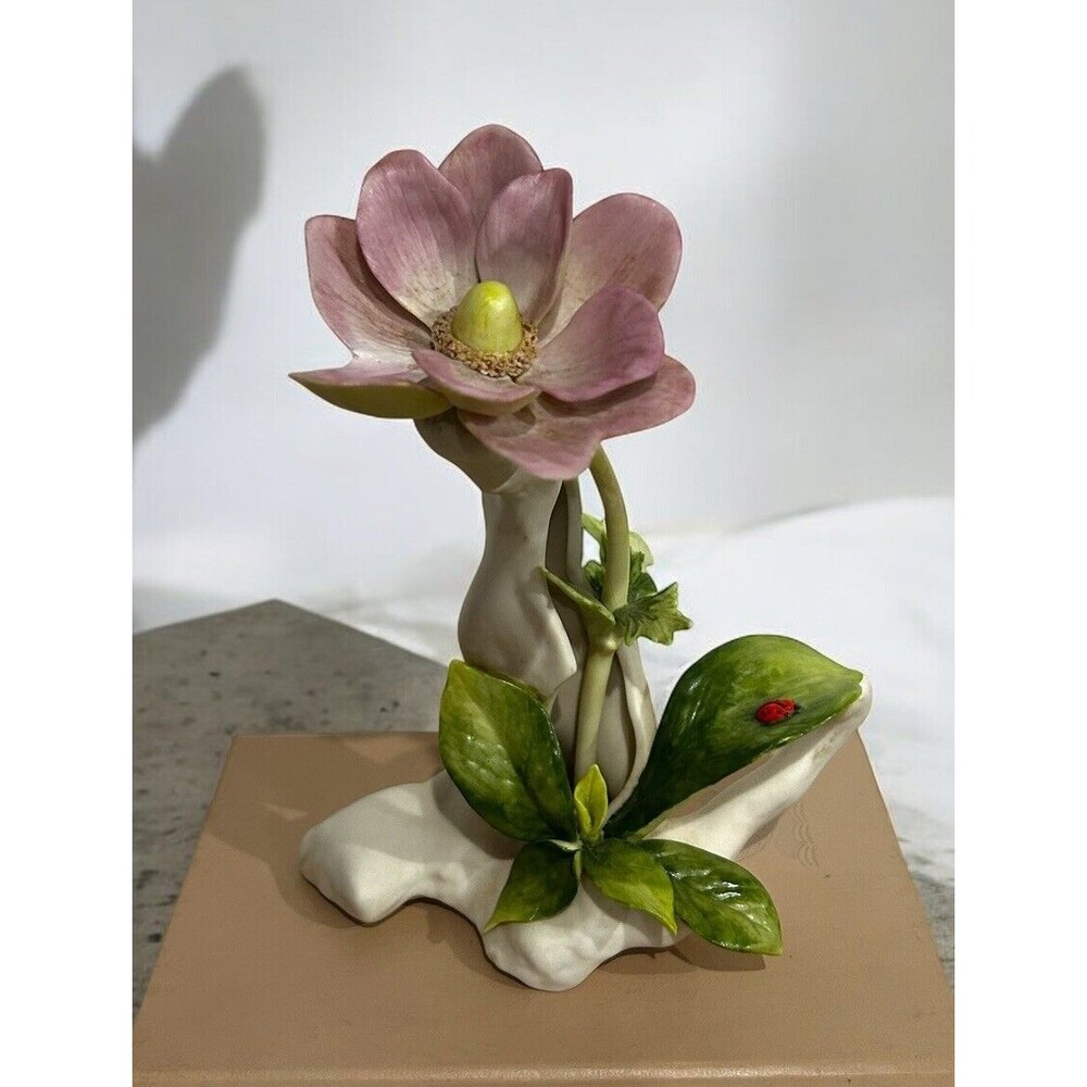 Cybis Windflower with Ladybug Porcelain Bisque Figurine 8” Tall Missing Petal